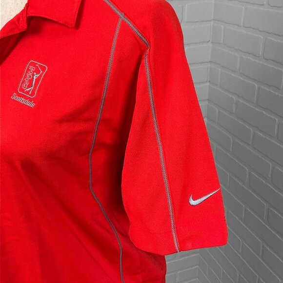 Nike Shirt Women XLarge‎ 18-20 Red Golf Dri-Fit TPC SCOTTSDALE TIGER WOODS Top - Picture 4 of 11